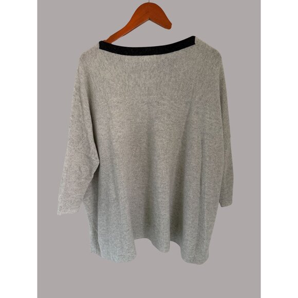 Duffy Oversized Sweater Tunic XS/S Gray & Black Cashmere Blend Boatneck Pullover - Picture 9 of 10
